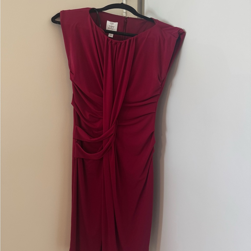 Elegant Red Draped Dress